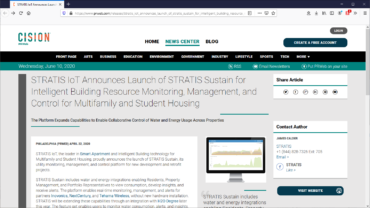 June 2020: Stratis IoT Announces Launch of STRATIS Sustain for Intelligent Building Resource Monitoring with Future H2O Degree Integration